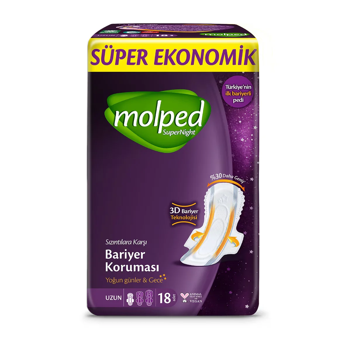 Molped SuperNight 18 Stück Slipeinlagen - Ultra saugfähig &amp; auslaufsicher