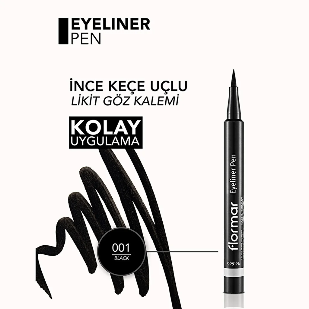 Flormar Intensiv Pigmentierter Filzstift Matte Eyeliner 001 Schwarz