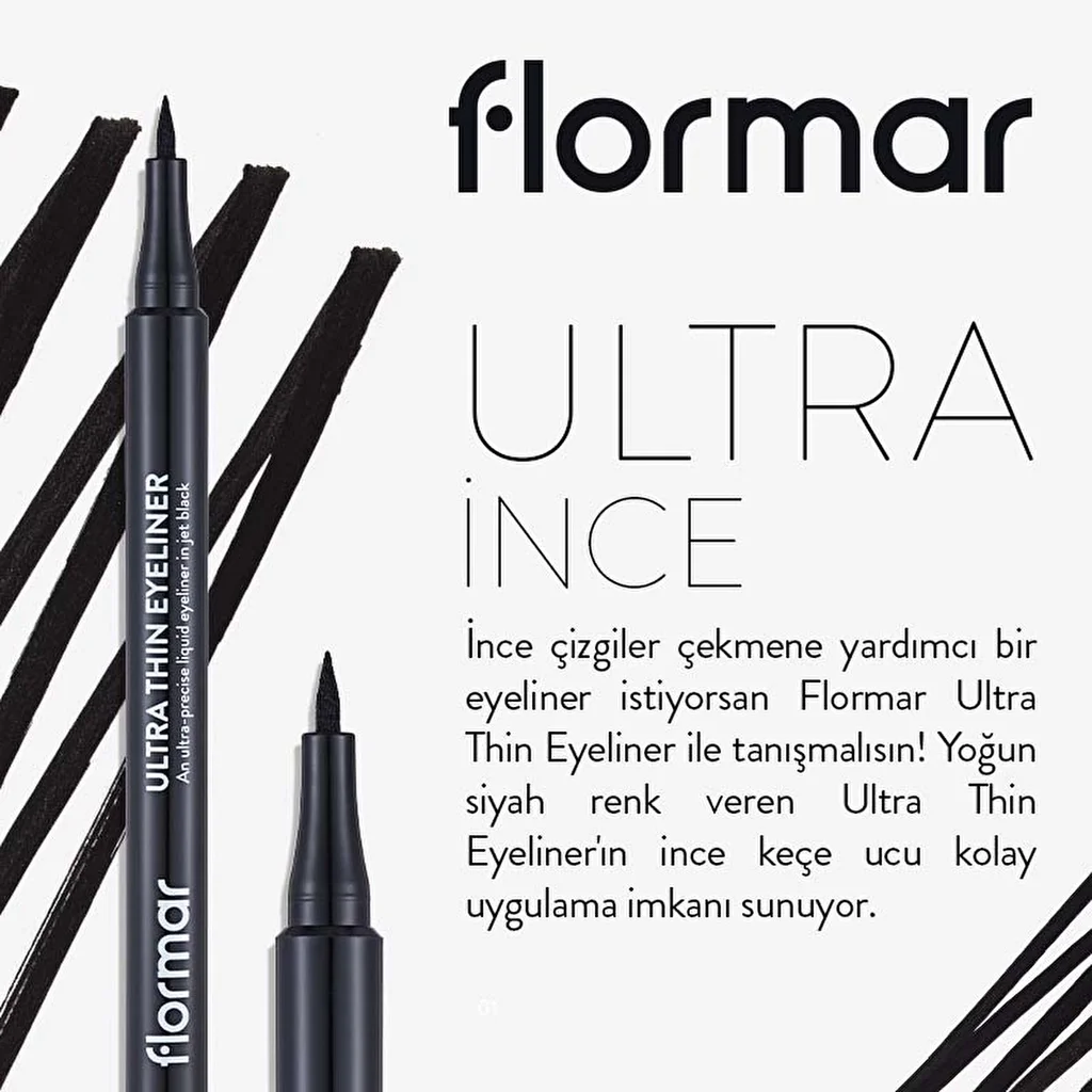 Flormar Ultra Thin Filzstift Matte Eyeliner 001 Schwarz - Langanhaltend