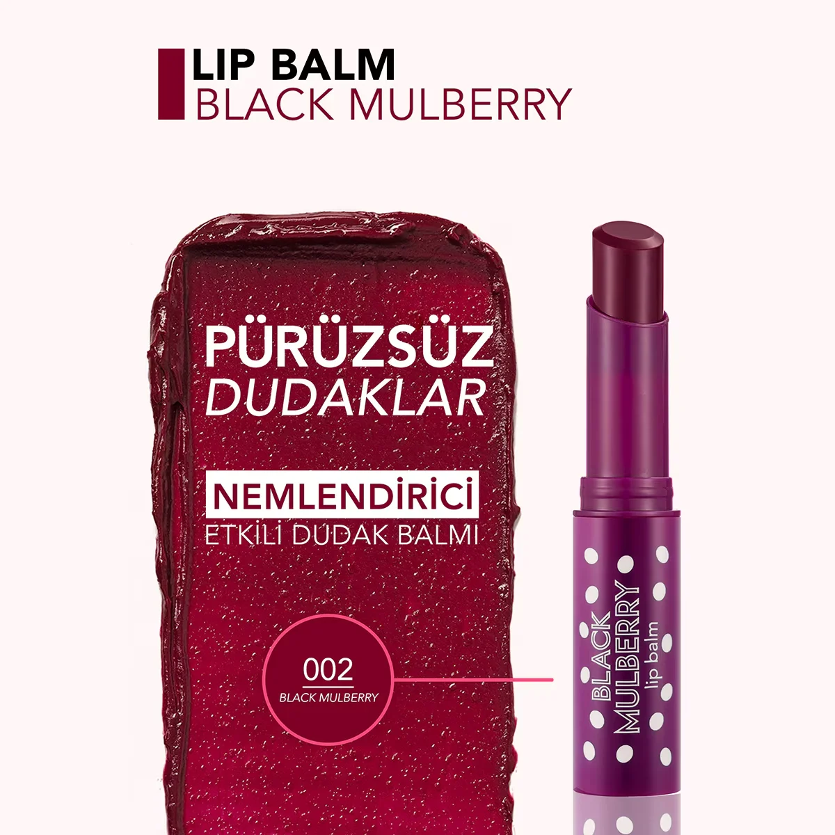 Бальзам для губ Flormar с фруктовым ароматом и цветом Черная шелковица