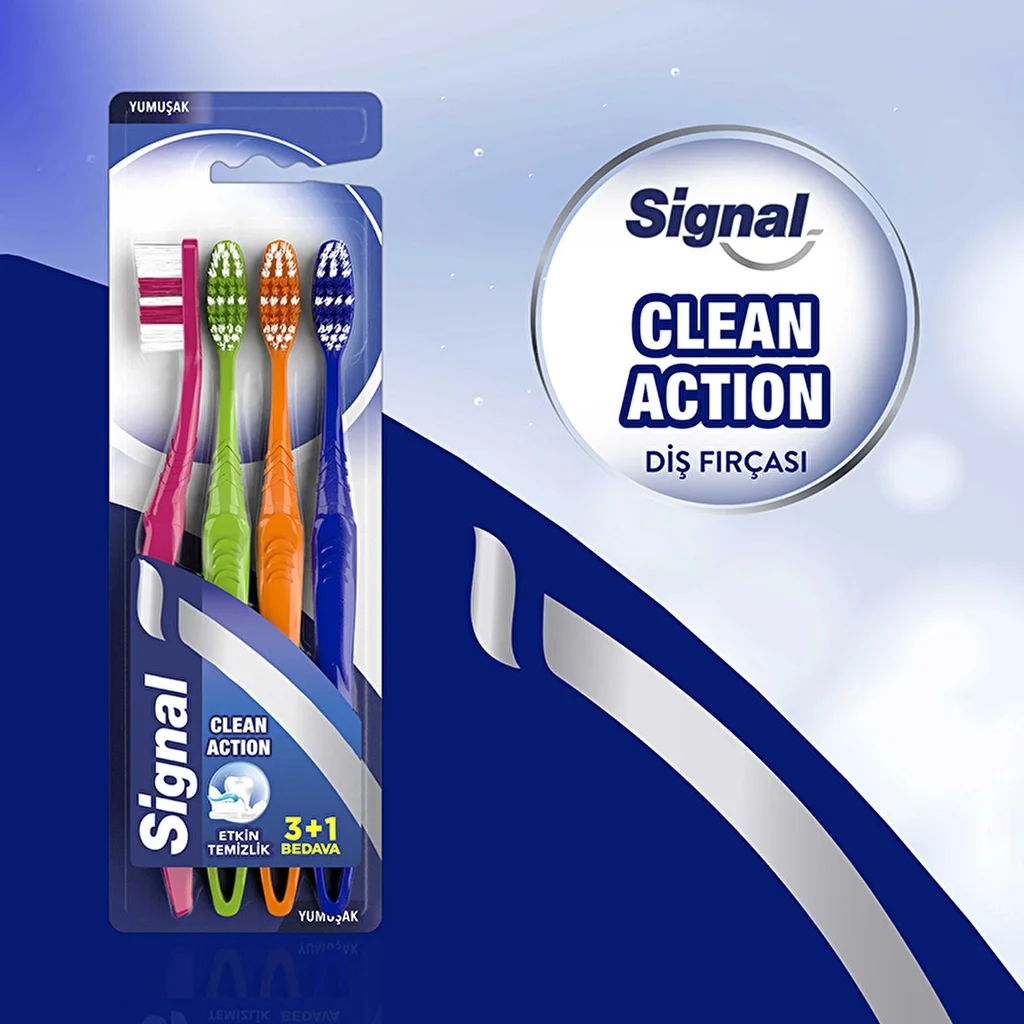 Signal فرشاة أسنان سيجنال كلين أكشن ناعمة 3+1