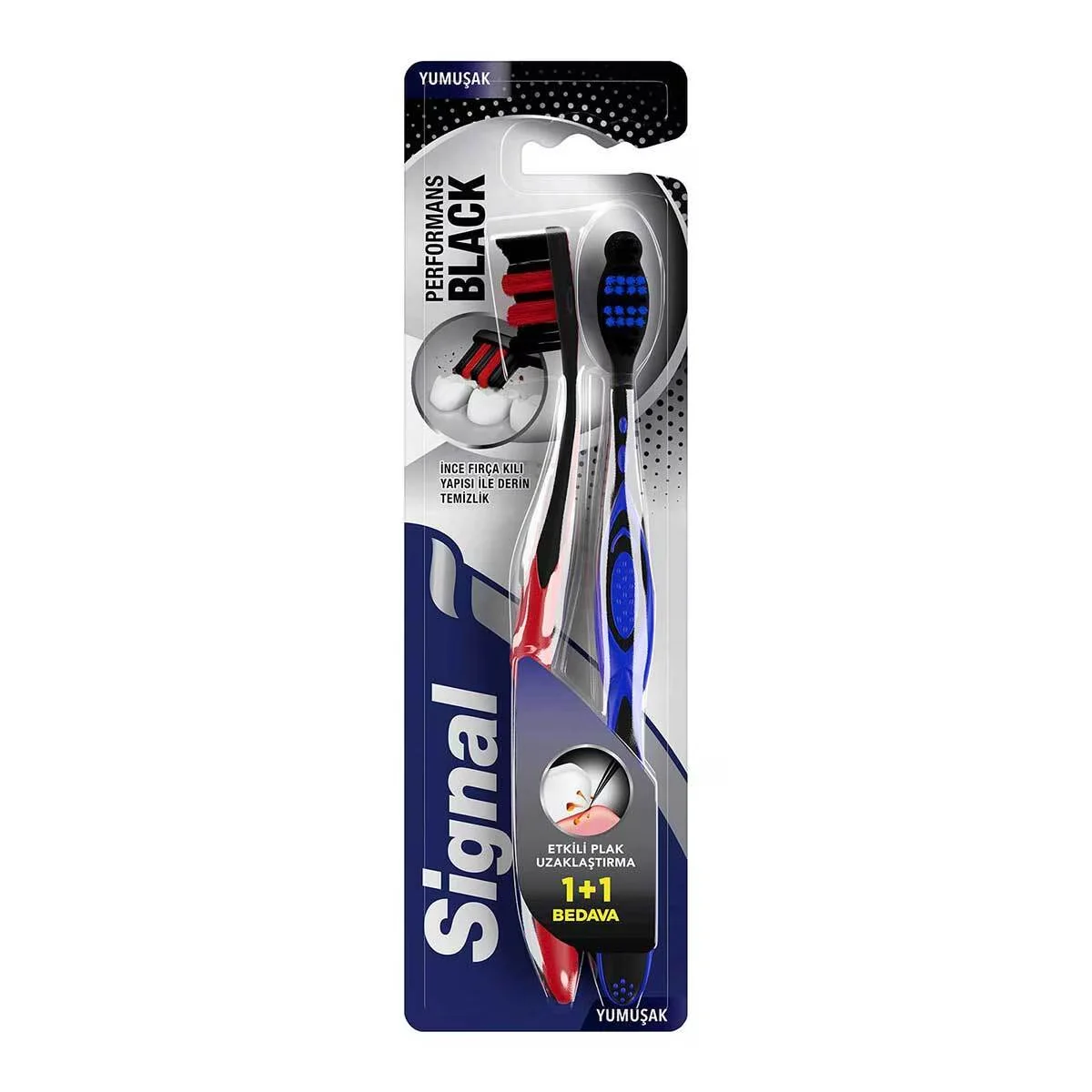 Signal Toothbrush Performance Black Effective Plaque Removal Soft 1+1