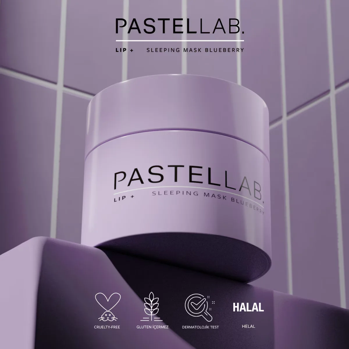 Pastellab باستيلاب. قناع نوم للشفاه، قناع العناية بالشفاه بالتوت الأزرق