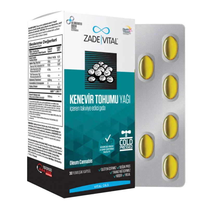 Zade Vital زيت بذور القنب زادي فيتال 1000 ملغ 30 كبسولة لينة