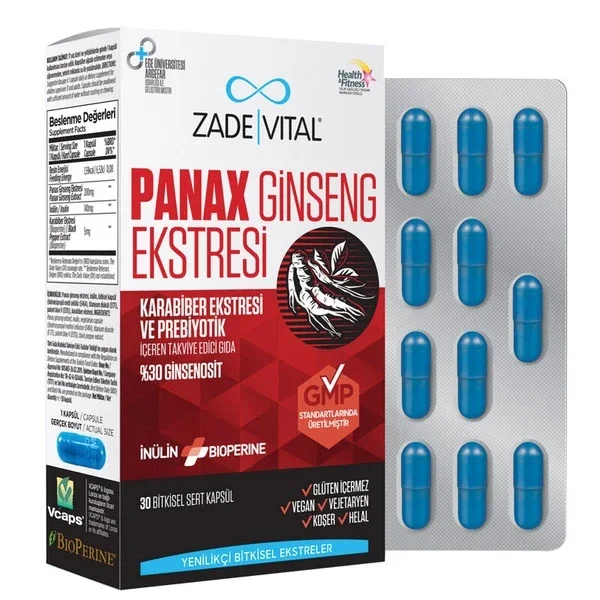 Zade Vital Panax Ginseng Extract 30 herbal Capsules