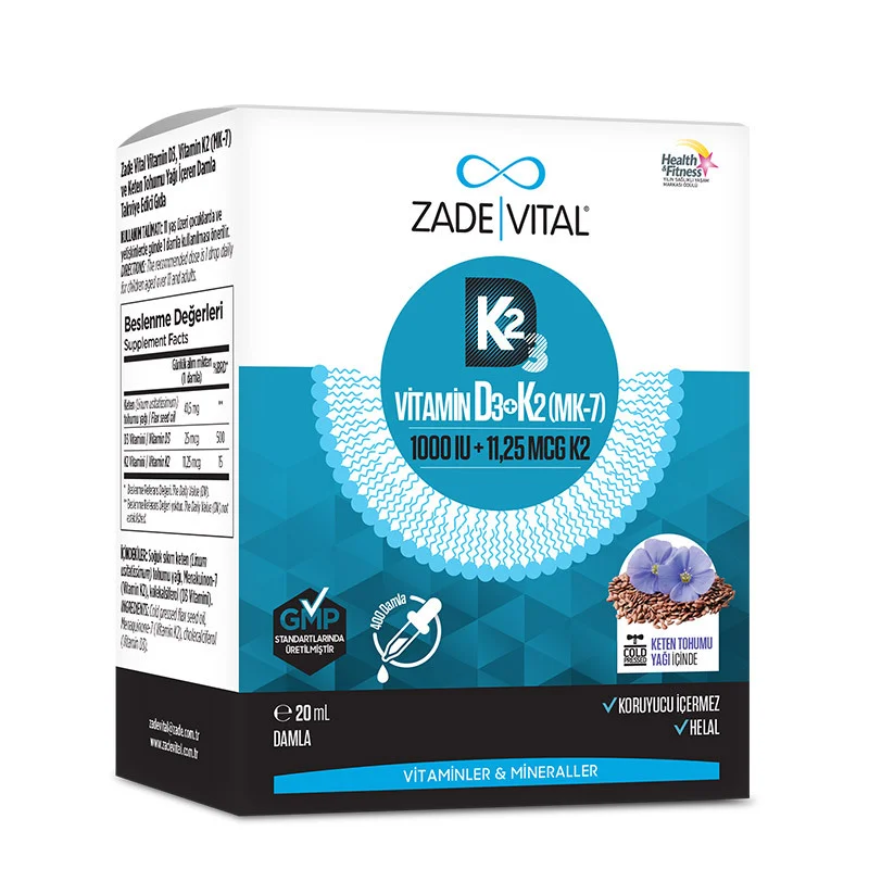 Капли витамина D3 K2 и льняного семени 20 мл от Zade Vital