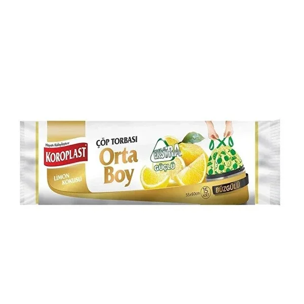 Koroplast Garbage Bag Lemon Scented, Medium Size 15 Pack