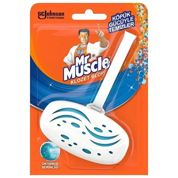 Mr. Muscle Ocean Cool Toilet Block - 40g Fresh Foaming Cleanser