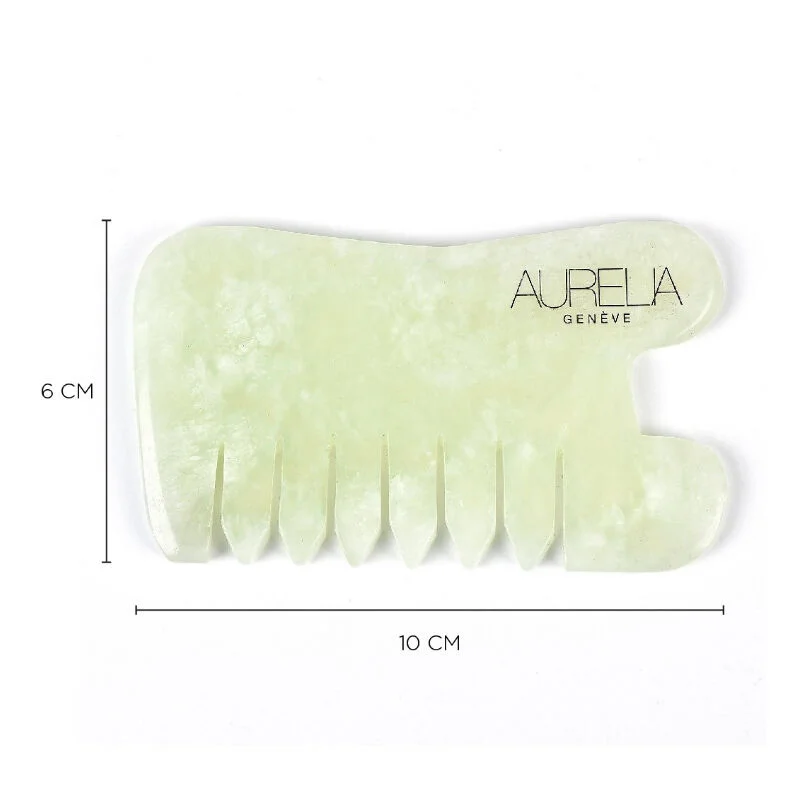 Aurelia Geneve Jade Comb Gua Sha Massage Stone for Facial Care