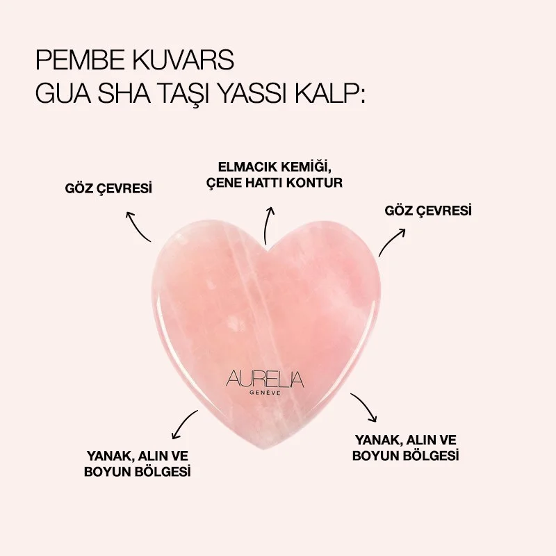 Aurelia Geneve Rose Quartz Heart Gua Sha Stone for Facial Care