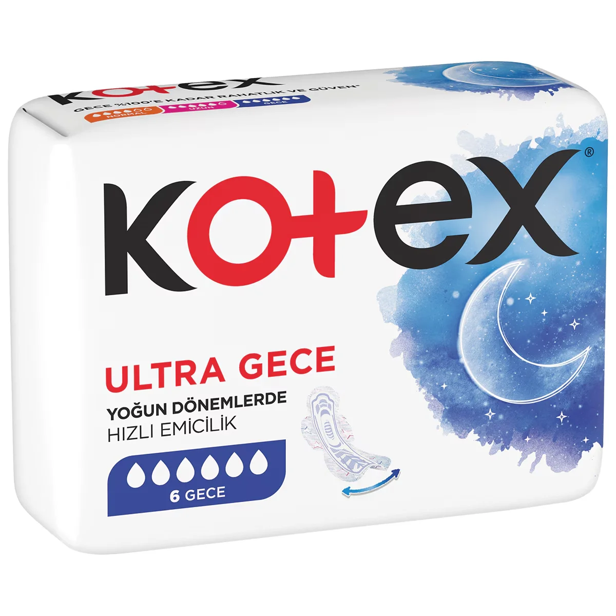 Kotex كوتكس ألترا نايت فوط صحية سريعة الامتصاص، 6 قطع