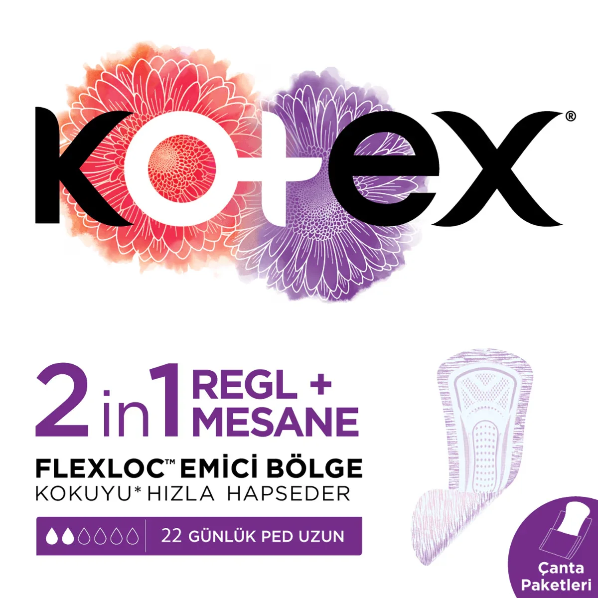 Kotex 2 in 1 period + Daily Bladder Pad 22 pcs