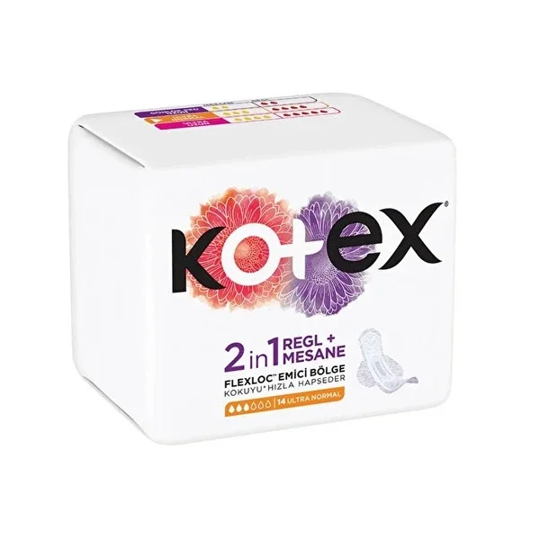 Kotex Ultra 2-in-1 Normal Pads - 14 Count, Odor Control