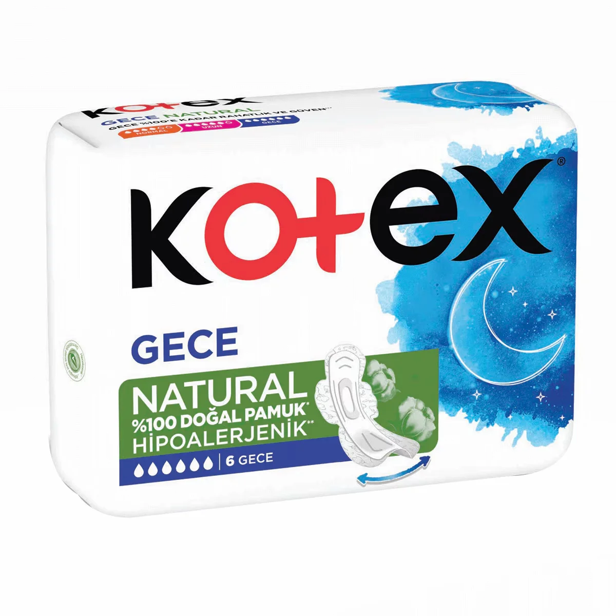 Kotex Natural Hygienic Pads Night 6 pcs