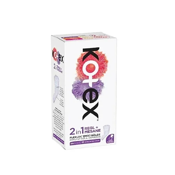 Kotex 2in1 Extra Long Daily Pads - 22 Count, Odor Control