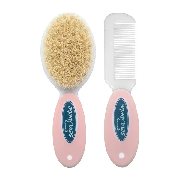 Sevi Bebe Natural Brush Comb Set - Pink