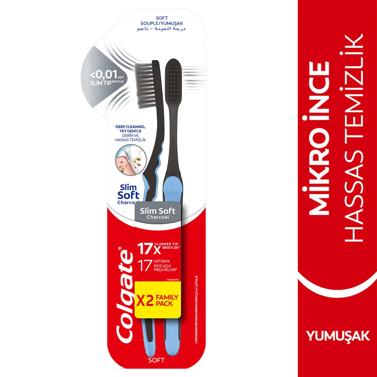 Colgate Micro Sensitive Black Slim Soft Toothbrush 1+1 free