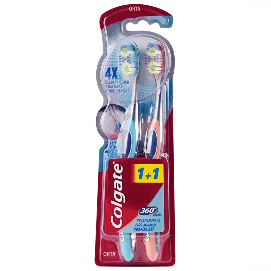 Colgate 360 interdental Medium Toothbrush 1+1