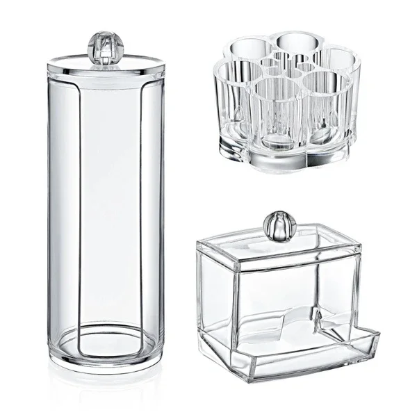 Bee Home 3-Piece Crystal Makeup Organizer Set - Stylish & Compact