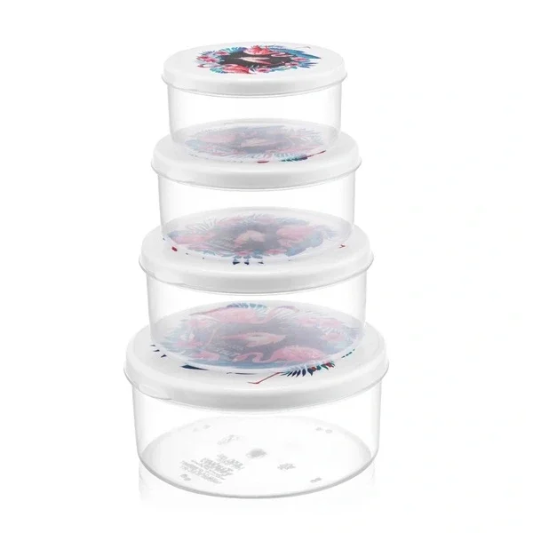 Bee Home 4-Piece Round Storage Box Set - 0.20-0.65L, Compact