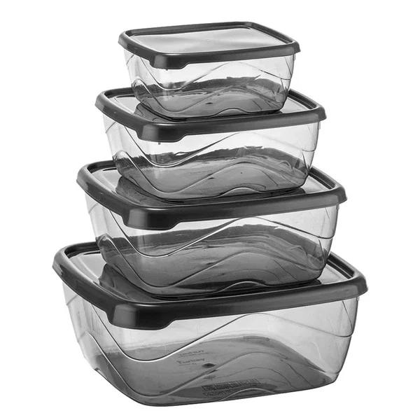 Bee Home 4-Piece Square Storage Box Set, Dishwasher Safe, BPA-Free