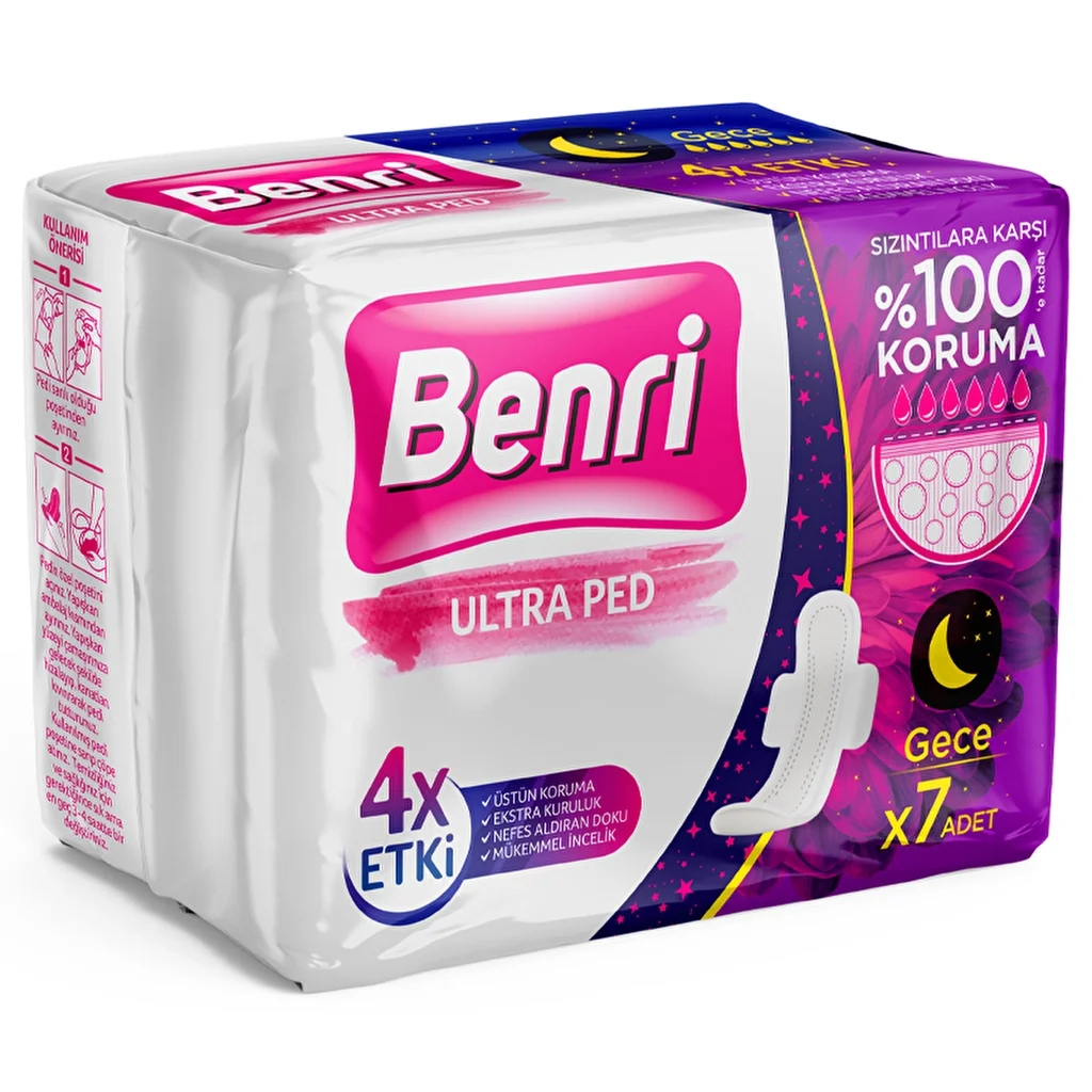 Benri Night Sanitary Pads - Ultra-Absorbent &amp; Leak-Proof 7 Pack