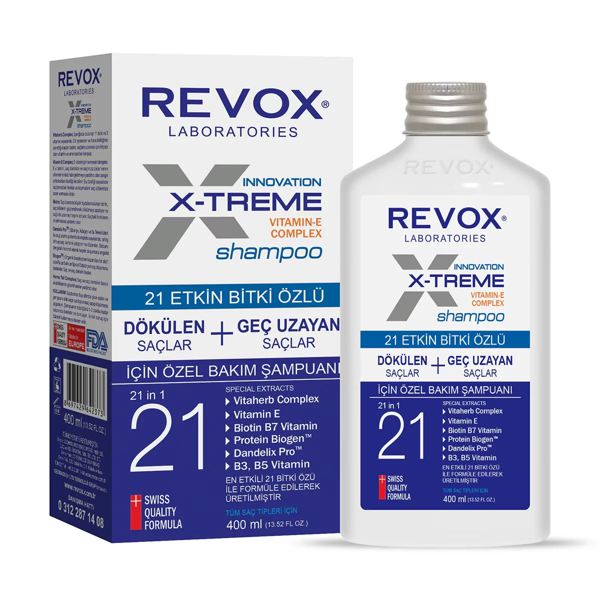 Шампунь Revox X-treme 21 активная эссенция растений от выпадения волос 400 мл