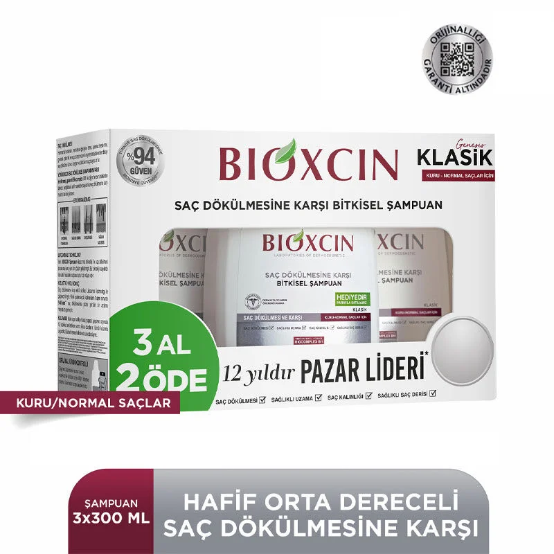 Bioxcin Genessis Classic Shampoo For Normal To Dry Hair 3 x300 ml