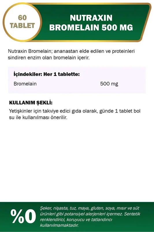 Nutraxin Bromelain 60 tablets Herbal Supplement