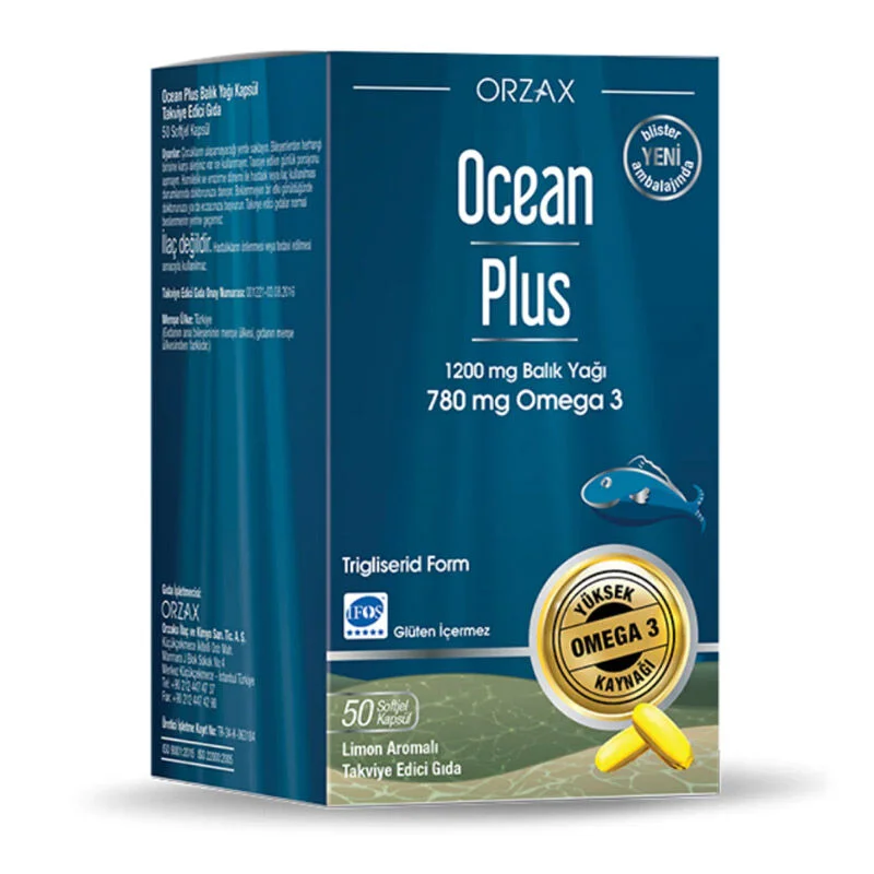 Orzax Ocean Plus Omega-3 1200 mg Fish Oil 50 soft Gel