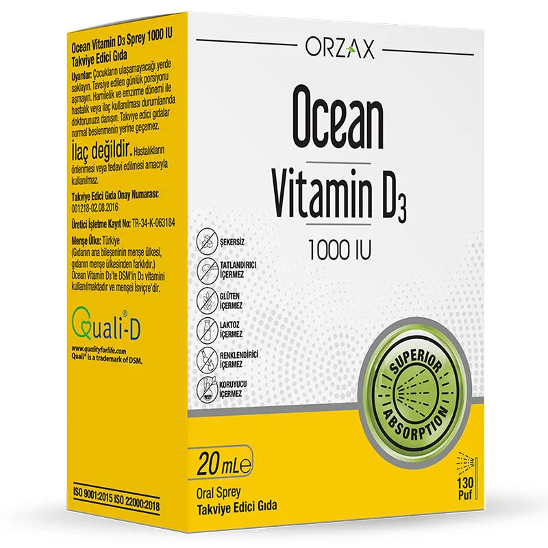 Orzax Ocean Vitamin D3 1000 iu Spray 20 ml
