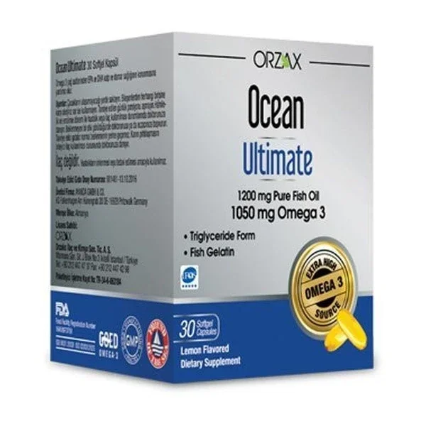 Orzax Ocean Ultimate 1200 mg Pure Fish Oil 1050 mg Omega 3 30 capsules