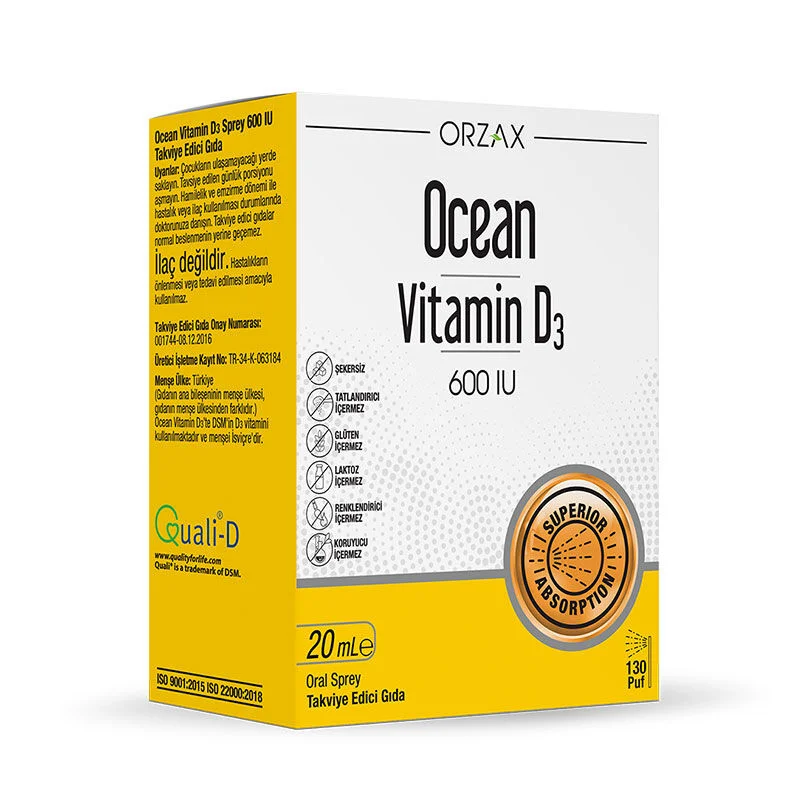 Orzax Ocean Vitamin D3 600 iu Spray 20 ml