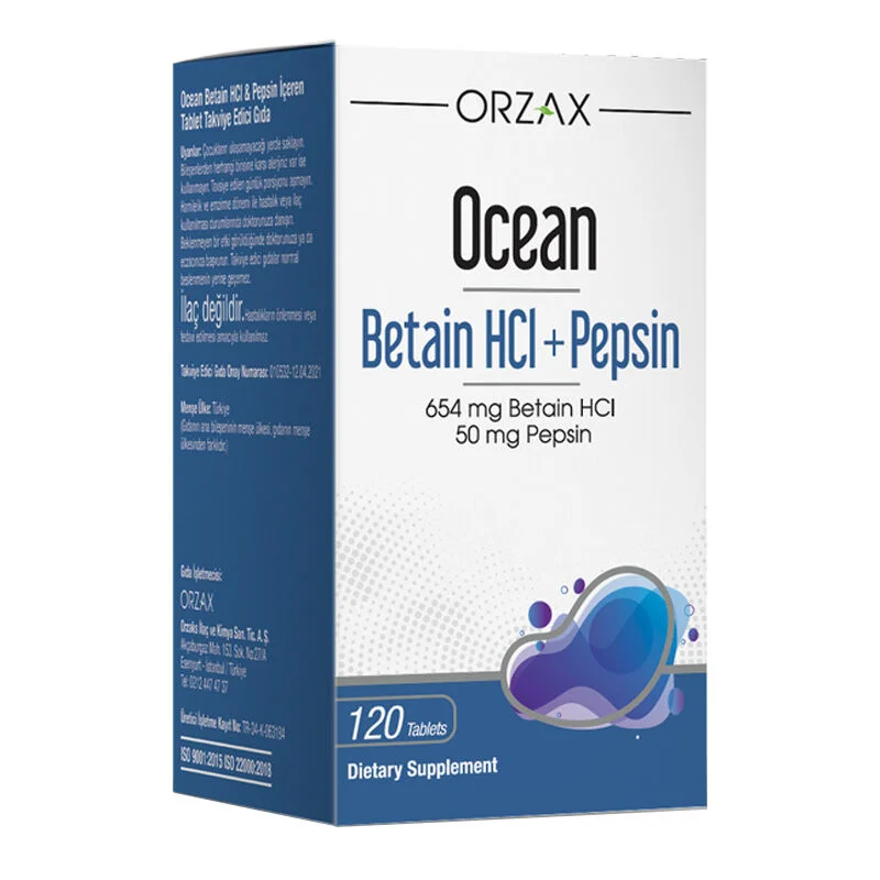 Orzax Ocean Betaine Hci+ Pepsin Food Supplement 120 tablets
