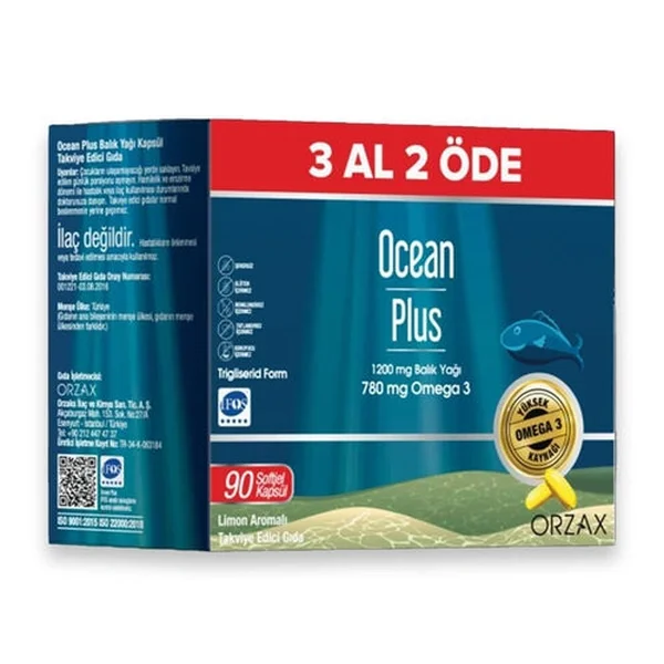 Orzax Ocean Plus Lemon Flavored Supplement 90 capsules - Buy 3 pay 2