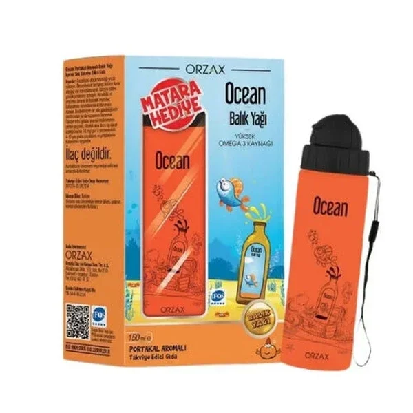 Orzax Ocean Fish Oil Orange Flavored 150 ml - Bottle Gift