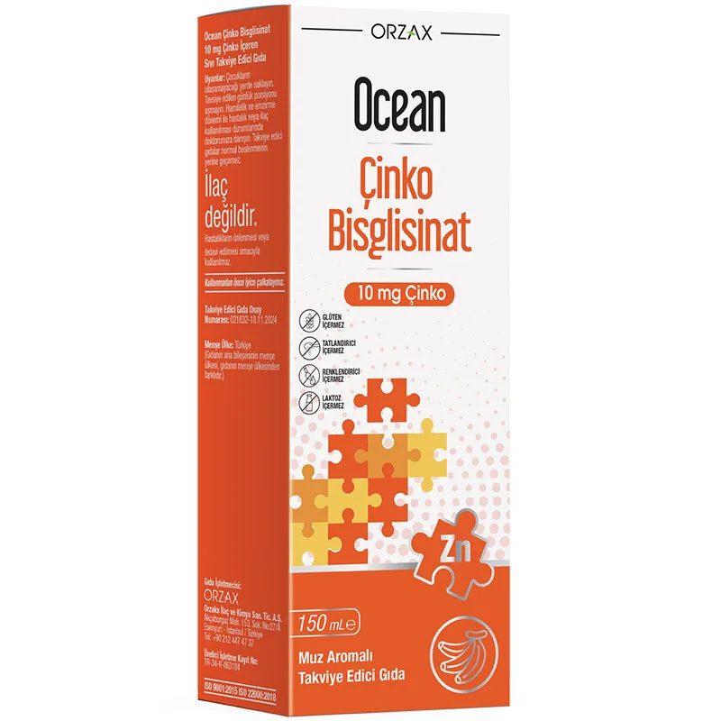Orzax Ocean Zinc Bisglycinate 150 ml - Banana Flavored