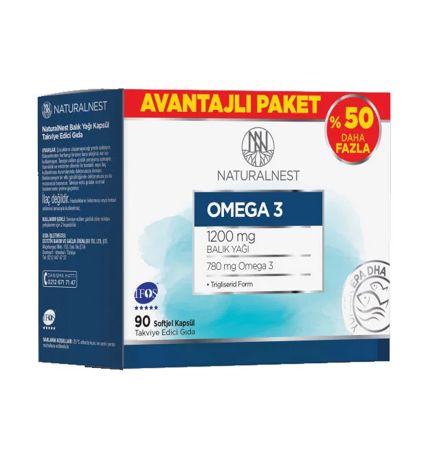 Naturalnest Omega 3 food Supplement 90 capsules - Advantageous Package