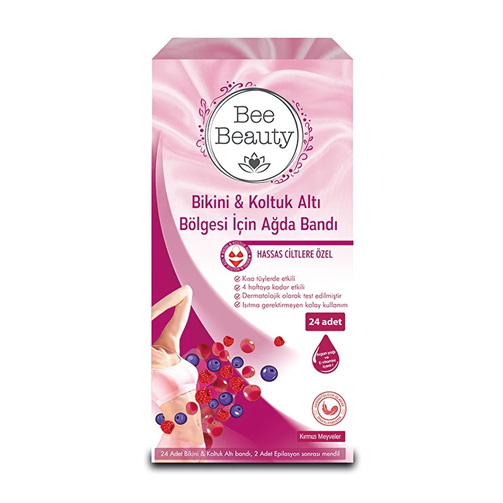 Bee Beauty Achsel- und Bikinizonen-Wachsstreifen - 24 hartnäckige Haarstreifen