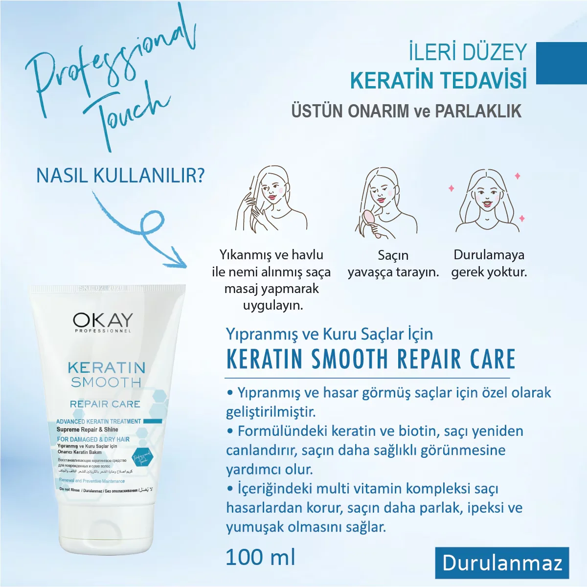 Okay Professionnel Keratin Glättungs-Leave-In Conditioner 100 ml
