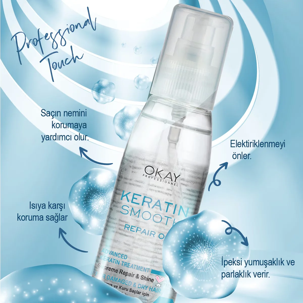 Okay Professionnel Keratin Glättendes Reparatur-Haarpflegeöl 125ml