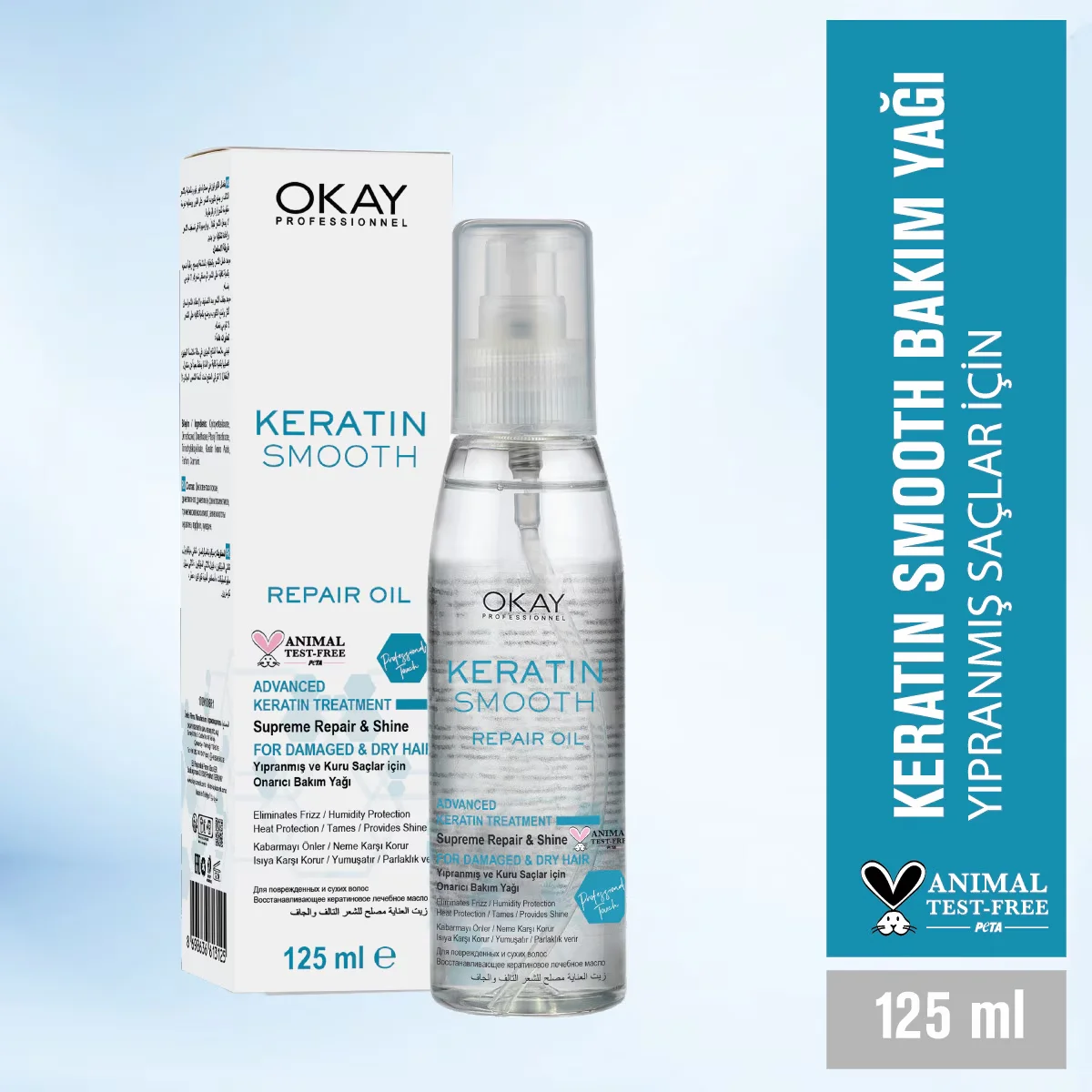 Okay Professionnel Keratin Glättendes Reparatur-Haarpflegeöl 125ml