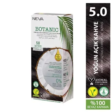 Neva Botanic Hair Dye No: 5.0 intense Light Brown Vegan Ammonia Free