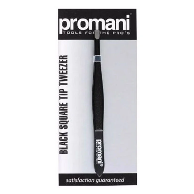Promani Black Flat Tip Tweezers
