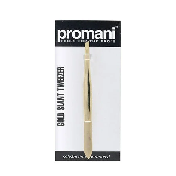 Promani Gold Slant Tip Tweezers