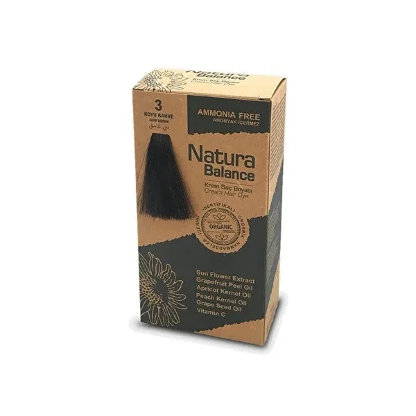 Natura Balance صبغة شعر كريم ناتورا بالانس بني غامق 3 قطعة واحدة