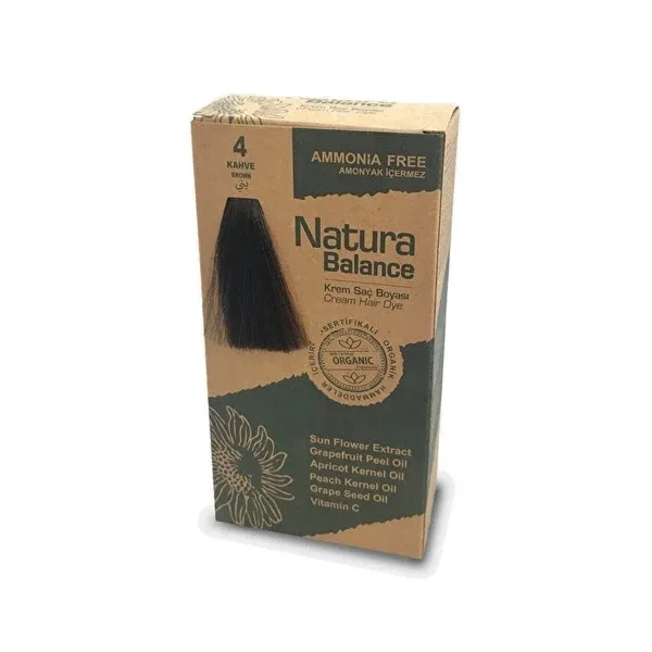 Natura Balance صبغة شعر كريم ناتورا بالانس بني 4 قطعة واحدة