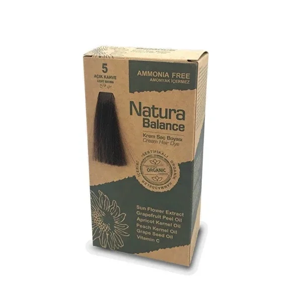 Natura Balance صبغة شعر كريم ناتورا بالانس بني فاتح 5 قطعة واحدة