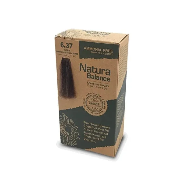 Natura Balance صبغة شعر كريم ناتورا بالانس، لون تبغ 6.37، قطعة واحدة