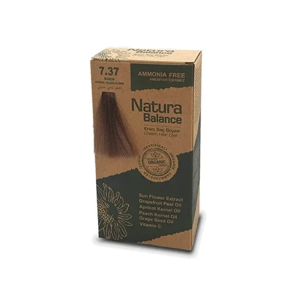 Natura Balance صبغة شعر كريم ناتورا بالانس لون اللوز 7.37، قطعة واحدة